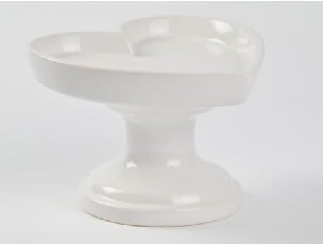 White Ceramic Cake Stand Cake Plate commposta from a heart shaped base cylinder and Top with Raised Edges – Wedding Favours Wedding, Anniversary, Wedding kit 1 pz. tiffany in scatola