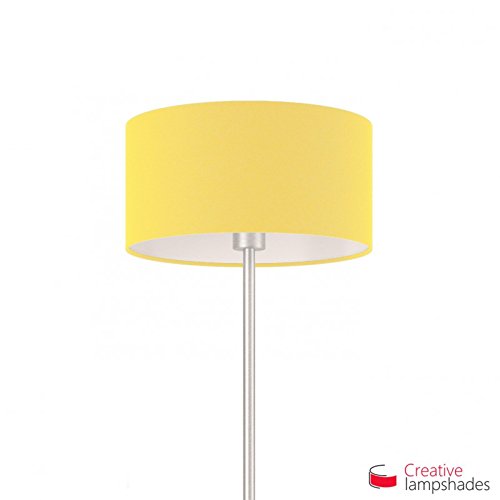 Lampenschirm Zylinder Schwefelgelb Leinwand - Durchmesser 35cm - H. 22cm, E27 Für Stand Pendelleuchten, Nein