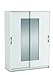 Produktbild Schwebetürenschrank weiß 2 Türen B 142 cm Kleiderschrank Schrank Wäscheschrank Kinderzimmer Jugendzimmer Schlafzimmer Spiegelschrank
