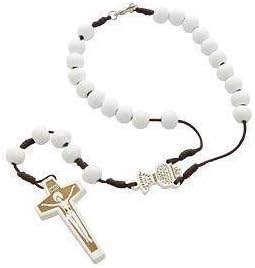 Set of 5 White Wood l.26 – Rosary Necklace