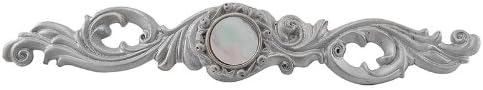 Vicenza Designs KB1148 Liscio Mother of Pearl Small Round Stone Insert with Backplate Knob, Satin Nickel