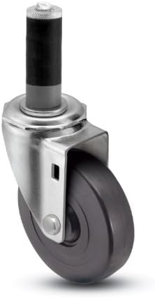 Shepherd Institutional Series 4" Diameter Soft Rubber Wheel Swivel Caster, Expanding Stem, 165 lbs Capacity, Fits 1-1/8" - 1-3/16" Round Tube Diameter