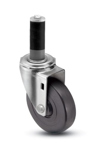 Shepherd Institutional Series 4" Diameter Soft Rubber Wheel Swivel Caster, Expanding Stem, 165 lbs Capacity, Fits 1-1/8" - 1-3/16" Round Tube Diameter