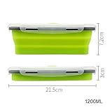  FIOLTY Conveniente Plegable Caja de Almuerzo de Picnic de Almacenamiento de Alimentos Puede climatizada Cajas contenedoras Tazón Friendly Eco-Storage Box Lunch Cubiertos: Green1200ML