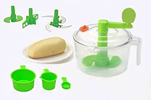 Mitron 3 in 1 Dough/Atta Maker + Vegetable Cutter + Beater/churaner with 6 Attchments (3 Blades+3 Measuring Cups)(Multicolor)