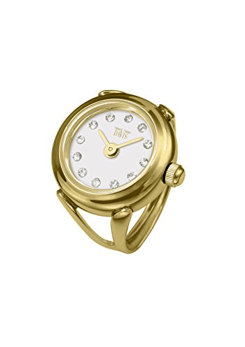 Davis 4174 - Damen Ringuhr Gold Strass Kristall Swarovski Ziffernblatt Wei SaphirGlas Verstellbar Davis 4174 - Damen Ringuhr Gold Strass Kristall Swarovski Ziffernblatt Wei SaphirGlas Verstellbar