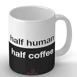 GIFT BOX Ceramic Designer Half Human Half Coffee Printed Coffee Mug/Cup for Gift | White
