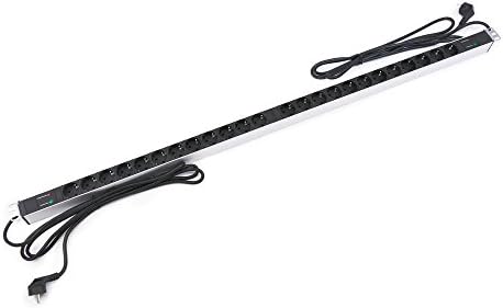 PDU strip 24 way with 2 electrical wires for server rack 19" surge protected by RackMatic