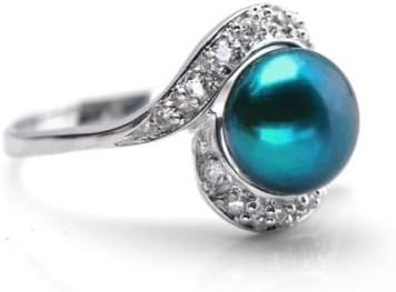 Accessories Of Envy Lucious-Toned Peacock Green Pearl CZ Sterling Silver Ring 5 (J1/2 To K)