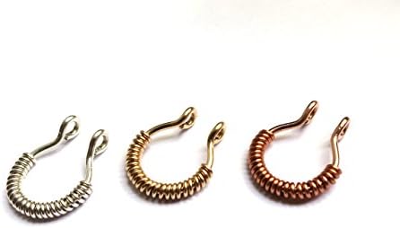 Faux Septum Ring, Sterling Silver, Gold or Rose Gold Fake Piercing
