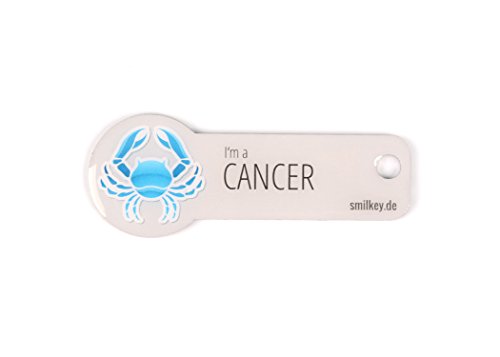 Neu!!! Einkaufswagenchip und Schlüsselanhänger Sternzeichen Motiv: Cancer - Krebs 22.06.-22.07. aus Edelstahl mit Schlüsselschutz