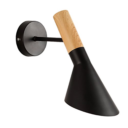 Preisvergleich Produktbild E27 wandleuchte schmiedeeisen schlafzimmer headboard wandleuchte holz persönlichkeit wandleuchte restaurant studie wohnzimmer LED dekorative wandleuchte (Farbe : Schwarz)