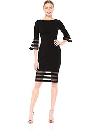 calvin klein illusion bell sleeve sheath dress