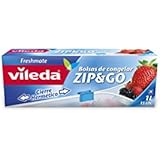 Vileda One Zip - Bolsas de congelación reutilizables con cierre cremallera hermético, 1 l
