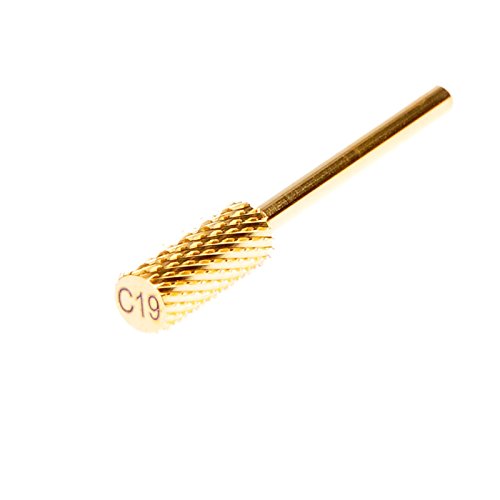 Electric Nail Drill Bit - Pro Golden Carbide Bit - Small Barrel Bit Straight, 3/32", C Coarse Grit