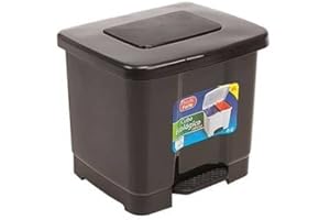 CABLEPELADO Cubo de Basura con Separador y Pedal, Papelera de Plástico Libre de BPA, 38 x 43 x 38 cm, Capacidad 35 L, Negro