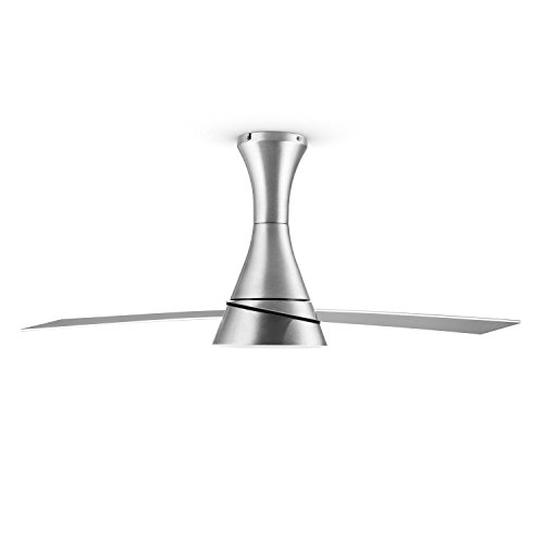 Klarstein • Steeletto • Deckenventilator • mit Beleuchtung und Fernbedienung • 3 Rotorblätter • 134 cm Durchmesser • zwei Drehrichtungen • niedriger Stromverbrauch • Halogenstab bis 80 Watt • einfache Montage • Milchglas und Aluminium • silber - 3