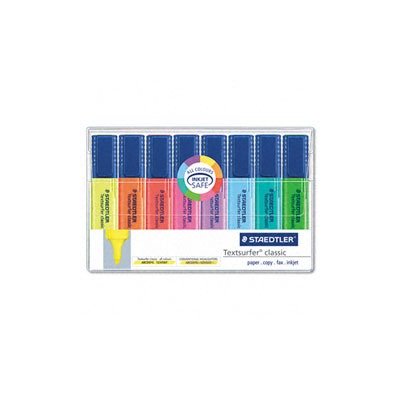 StaedtlerTextsurfer Classic Highlighter, Chisel Tip, Blue/Green/Orange/Pink/Purple/Red/Turquoise/Yellow, 8 per Set (364WP8)