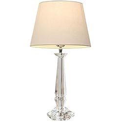 BeiMi Cristal Lampe de Table Cristal Lampe Corps-Lin Parasol Abat-Jour-Chaleur créative Simple Haut de Gamme lumière décoration décoration Chambre Salon Salle à Manger (48 * 28cm)