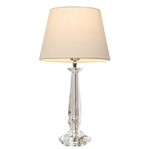BeiMi Cristal Lampe de Table Cristal Lampe Corps-Lin Parasol Abat-Jour-Chaleur créative Simple Haut de Gamme lumière décoration décoration Chambre Salon Salle à Manger (48 * 28cm)