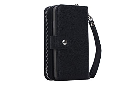 LOOKAY 2 in 1 Kunstleder Schutzhülle für iphone 6S iphone 6 Multifunktions-Tasche Wallet Kartenfächer Rückschale iphone 6s/6 Hülle Etui Case Cover in schwarz - 2