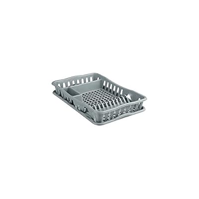 Secret de gourmet Egouttoir avec plateau - Plastique - Gris