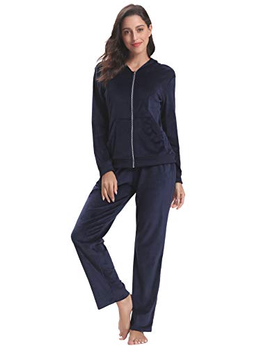 Aibrou Femme Survêtement Ensembles Sportswear à Capuche Epais Sweat Chaud Pull Casual avec Poche Zipper