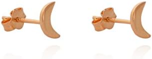 Sterling silver .925 tiny moon stud earrings / studs / rose gold / yellow gold (9ct Rose Gold plated)