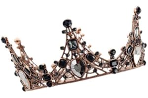 Sanvpwsan Rhinestone Vintage Round Crown, Black Baroque Vintage Crown Perfect for Girl's Birthday, Carnival, Party & Holiday Celebrations