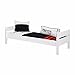 Produktbild Jugendbett 90 x 200 Pirat Piraten Gästebett Einzelbett Single Bett mit Lattenrost Tagesbett Jugendbett Kinderbett Bettgestell Bett Sofa für Kinderzimmer Gästezimmer Schlafzimmer Schulen Bett Bettrahmen mit Lattenrost in Weiss Mia Buche massiv, inkl. Rollrost 90 x 200 cm