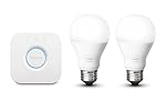 Philips Hue White Personal Wireless Lighting LED Starter Kit, 2 x 9.5 W E27 Hue White Bulbs, 1 x Hue Bridge 2.0, Apple Home Kit Enabled, Works with Alexa