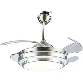 ELIANTE 44inch Chrome Finish Metal Body, Translucent Abs Blades) Dimmable Led Ceiling Fan Chandelier- Without Bulb