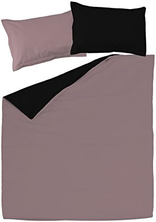 Black &amp; Ash Pink - SoulBedroom 100% Cotton Reversible Bed Set (Duvet Cover 240x220 &amp; 2 Pillow Cases 50x75 cm) (Euro King)