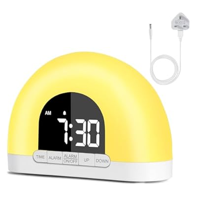 U-picks Alarm Clock With Adapter & Usb Cable,sunrise Alarm Clock Bedside Digital Clock With Wake Up Light/adjustable Brightness Night Light/snooze,digital Alarm Clock For Kids Adult Bedroom-white