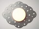  Funnylight LED Kinder Lampe Deckenleuchte Wolke Silber mit glow in the dark Sternen für das Baby und Kinder Schlaffzimmer