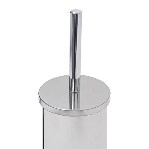 Relaxdays WC Garnitur KLAAS aus Edelstahl und Glas HBT 70 x 28 x 20 cm Bürstengarnitur mit Klobürste und Halter aus Metall WC-Ständer samt WC-Bürste mit Bürstenhalter Toilettenbürste, silber / schwarz - 5