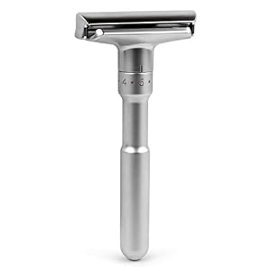 QSHAVE Adjustable Double Edge Classic Safety Razor with Razor Stand, 1 Razor & 1 Stand