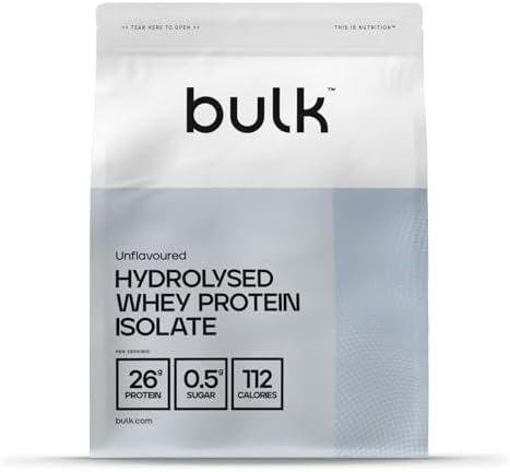 Bulk Proteine isolate del siero del latte idrolizzato, Frullato proteico, Non aromatizzato, 500g, 16 porzioni