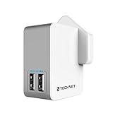 USB Charger Plug TeckNet PowerZone C2 17W/3.4A 2 Port Mains Wall Charger with BLUETEK Smart Charging Technology For iPhone 7 / 6s / Plus, iPad Pro / Air 2 / mini, Galaxy S8 / S7 / S6 / Edge / Plus, Note 5 / 4, LG, Nexus, HTC and More (Camera)
