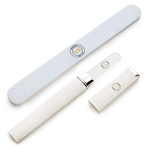 Lima de uñas de cristal y búfer para mujer (blanco/azul)