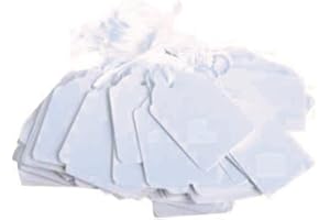 Orion Stationery 100 Pcs Large White Price Tags with String, Luggage Tags Paper Blank Gift Marking Strung Labels for Jewelry Clothing Display Price (36 x 53 mm)
