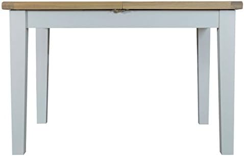 Stratford Grey Painted Small Butterfly Extending Dining Table / Contemporary 120/165cm Dining Table with Chunky Oak Top