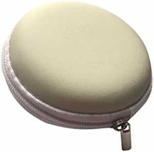 New Cream & White Round Hearing Aid Zipped Storage Hard Carry Case Holder