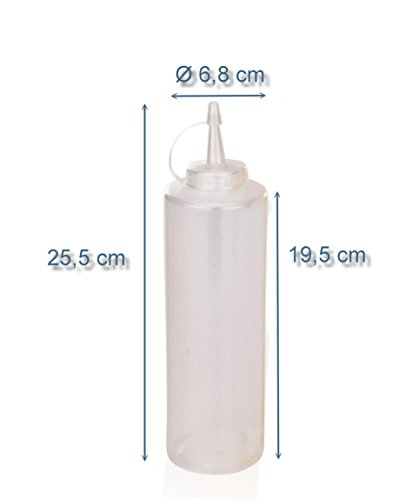 Kerafactum® – Quetschflasche für Majo Senf Imbiss Squeezeflasche Nachfüllflasche Dosierflasche Garnierflasche bottle weiß 700 ml - 3