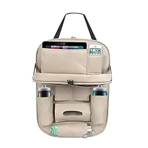 MOTEXTO Car Back Seat Organizer Car Storage for Datsun REDIGO - Beige