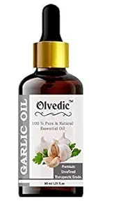 Olvedic Garlic Essential Oil Pure & Organic Therapeutic Grade Undiluted For Hair, Skin-30 ml