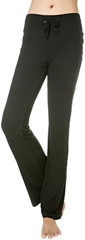 KKia Women's Thin Yoga Workout Joggers Long Pants Fitness Lounge Trousers Black 3XL