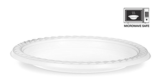 Basix starke Qualität Einweg Kunststoff Plastik Teller/Schüsseln mikrowellengeeignet, weiß, 7 Inch - 18cm