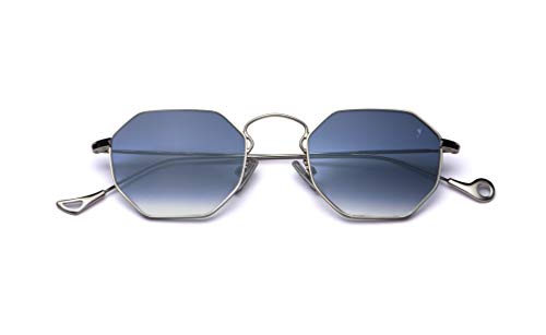 eyepetizer Lunettes de Soleil Unisexe modèle Clair métal Couleur Argent et Verre Bleu Flash