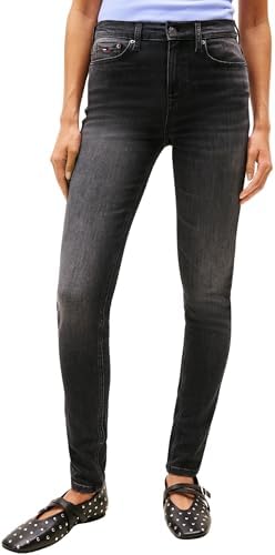 Tommy Jeans Donna Jeans Nora Mid Waist Skinny Fit, Nero (Denim Black), 33W/30L